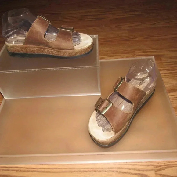 BASS Open-Toe Slip-On Leather Brown Sandals Mules Shoes Size 8M - Picture 1 of 5